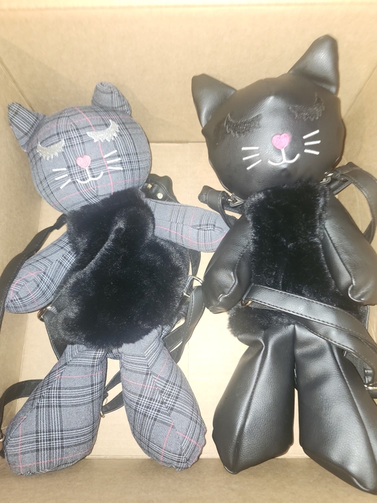 lot of 2 Betsey Johnson Black Cat Plush misty kitch  Backpack discontinued
